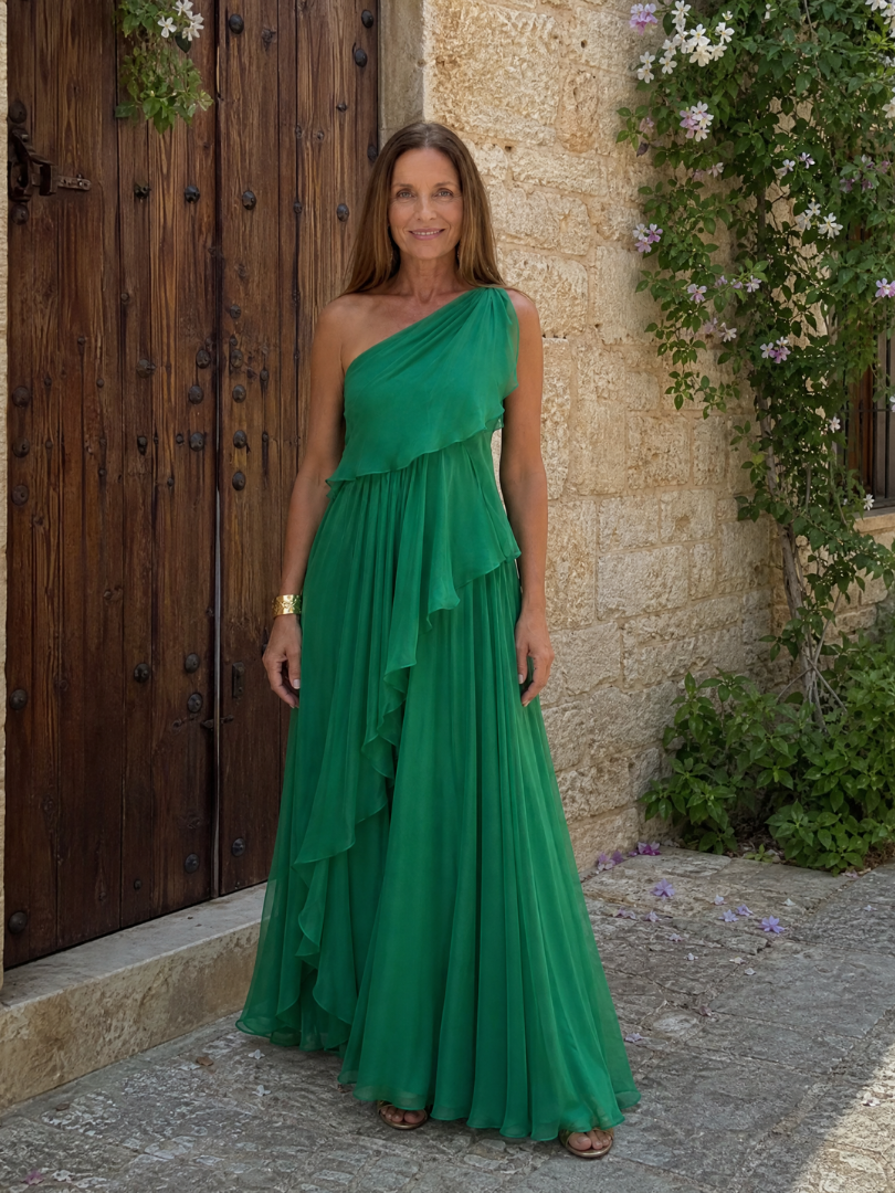 Tracey™ | One-Shoulder Ruffled Maxi Dress