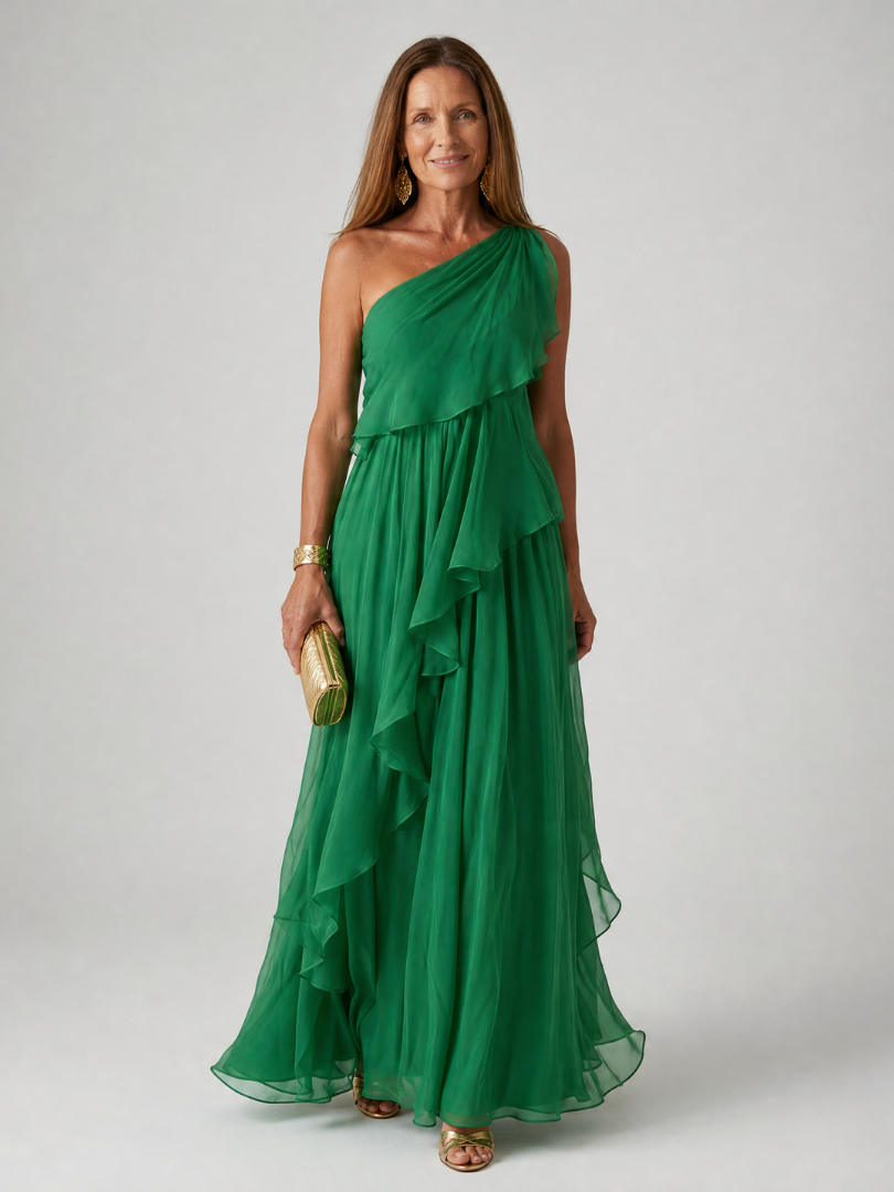 Tracey™ | One-Shoulder Ruffled Maxi Dress