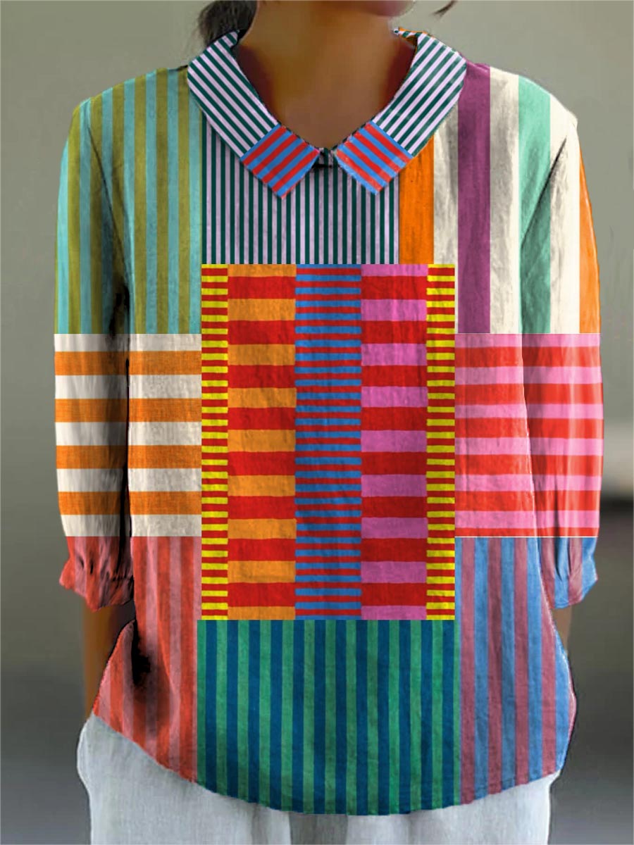 Celestine | Colourful Stiped Patchork Blouse