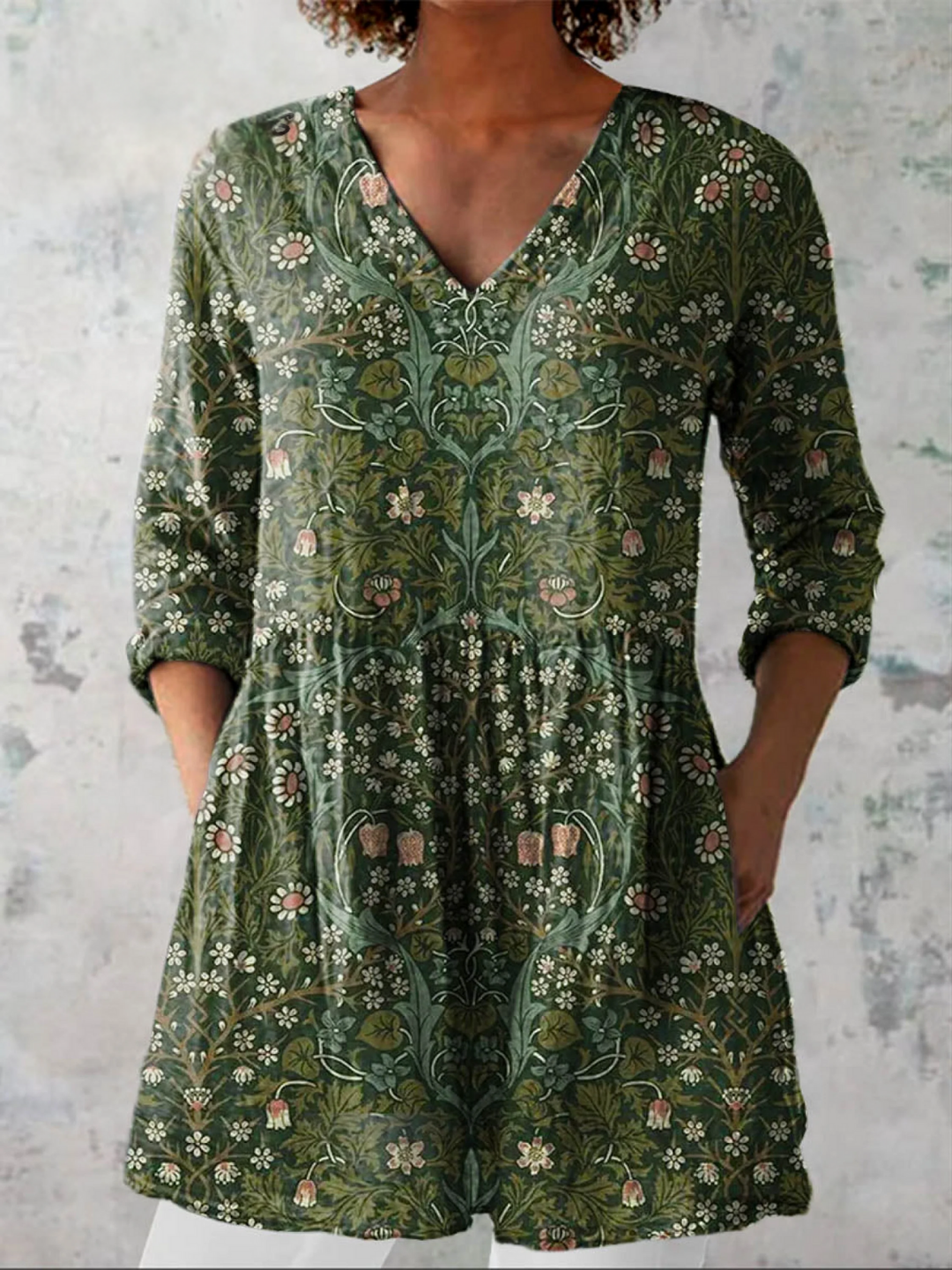 Addison | Long Blouse with V-Neck