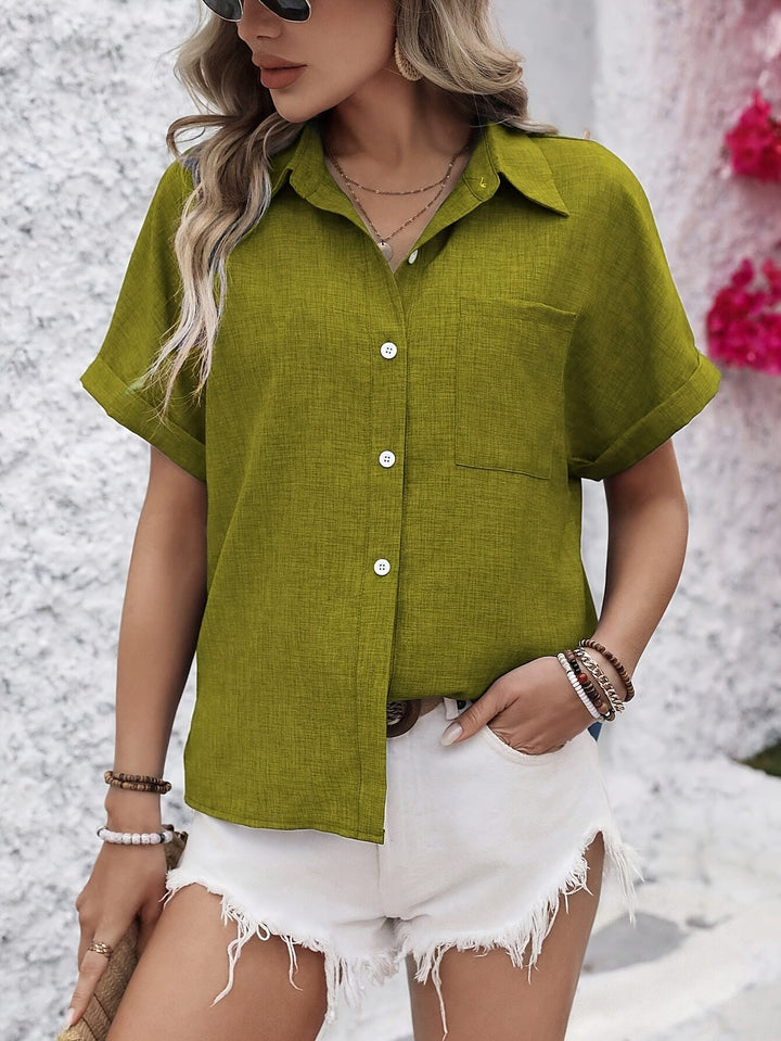 Zandra™ | Comfortable Short Sleeve Button Blouse