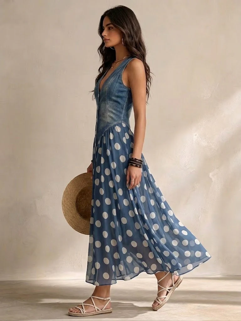 Adeline™ | Polka Dot Midi Dress