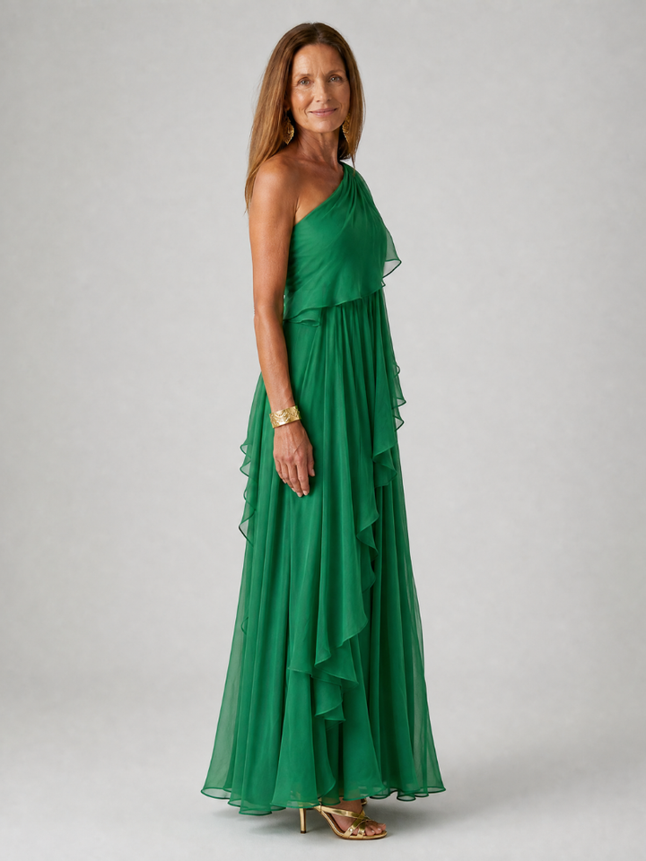 Tracey™ | One-Shoulder Ruffled Maxi Dress