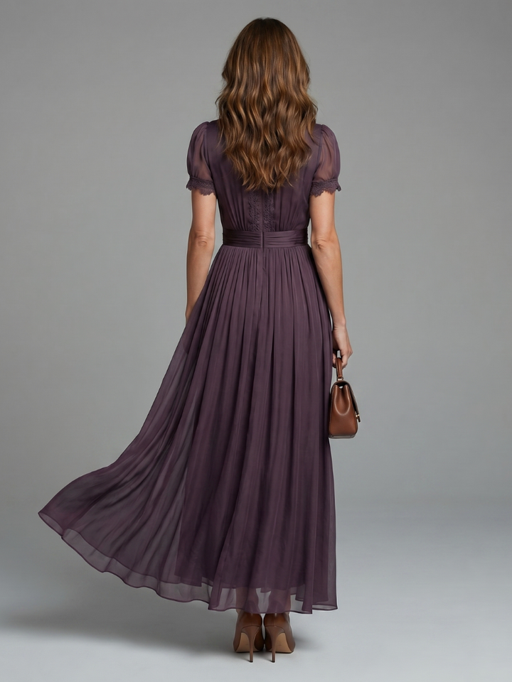 Vivienne | The Pleated V-Neck Maxi