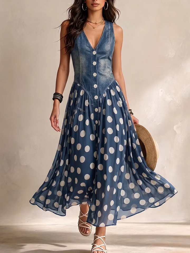 Adeline™ | Polka Dot Midi Dress