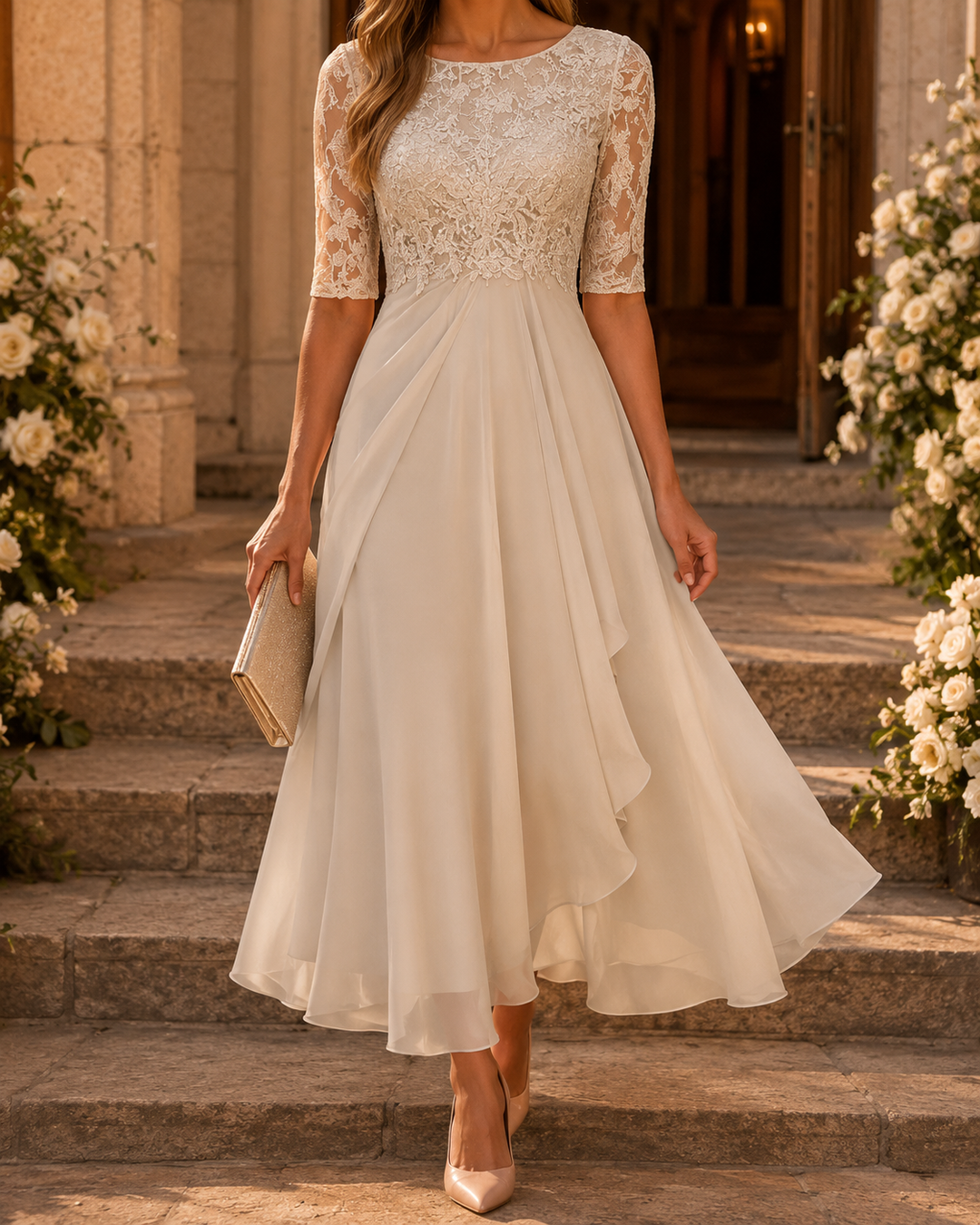 Rose | The Flattering Lace Midi Dress