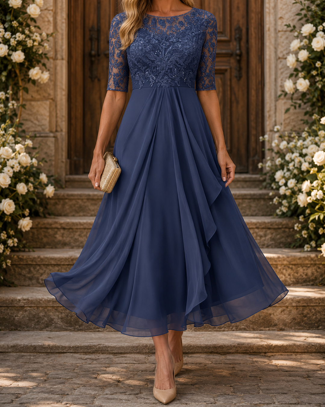 Rose | The Flattering Lace Midi Dress