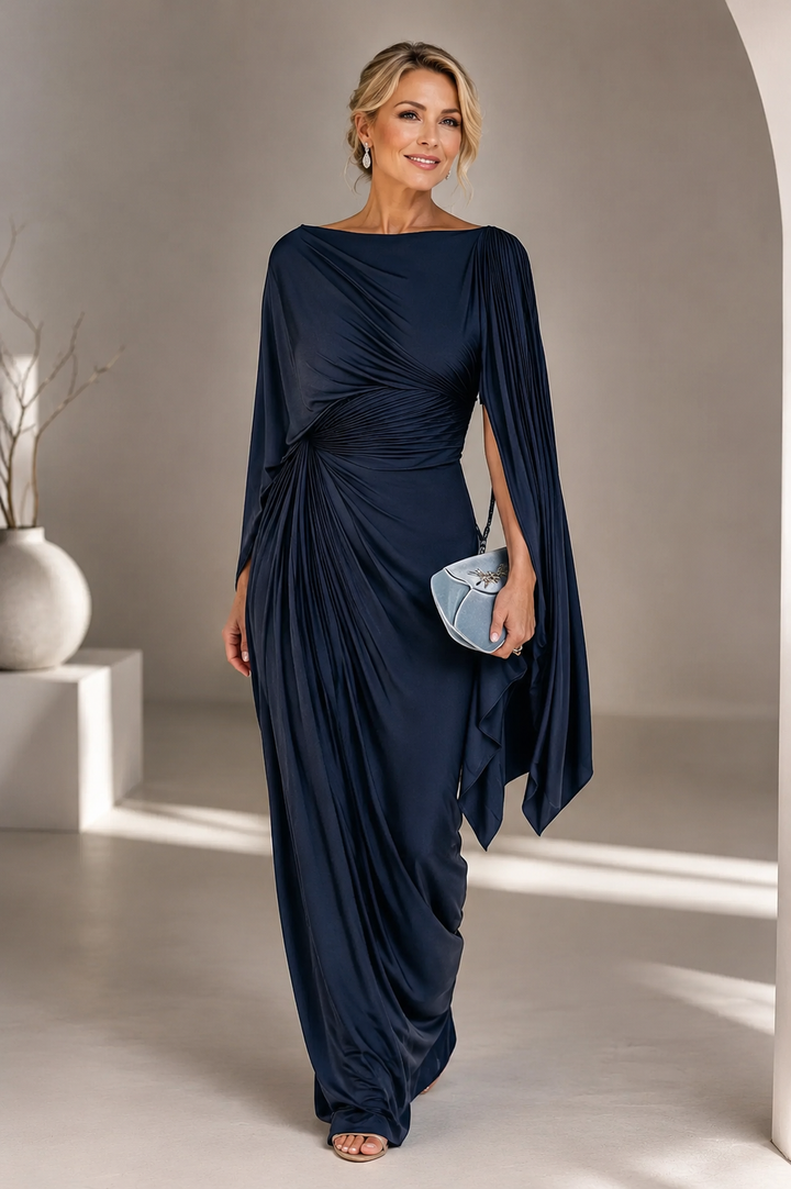 Meryl™ Maxi Dress | Flowing Cape-Sleeve Elegance