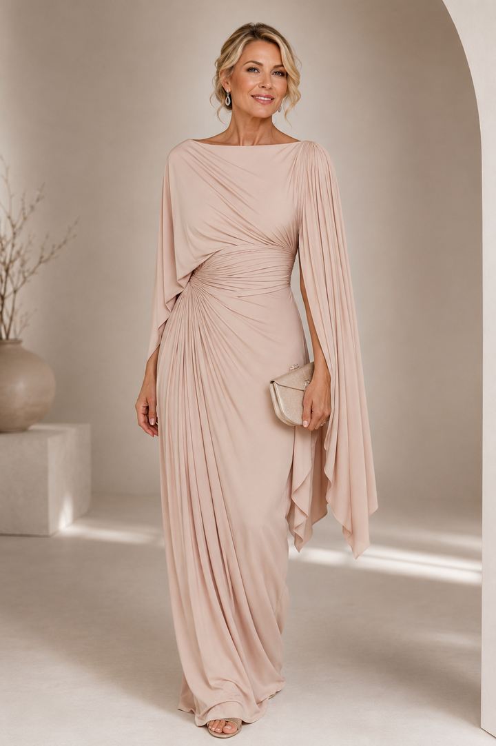 Meryl™ Maxi Dress | Flowing Cape-Sleeve Elegance