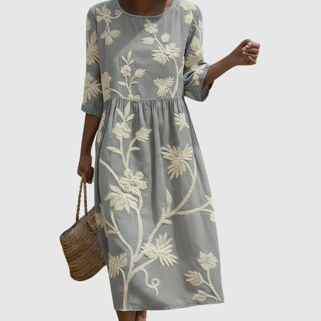Ashley | Plant & Flower Print Midi Dress