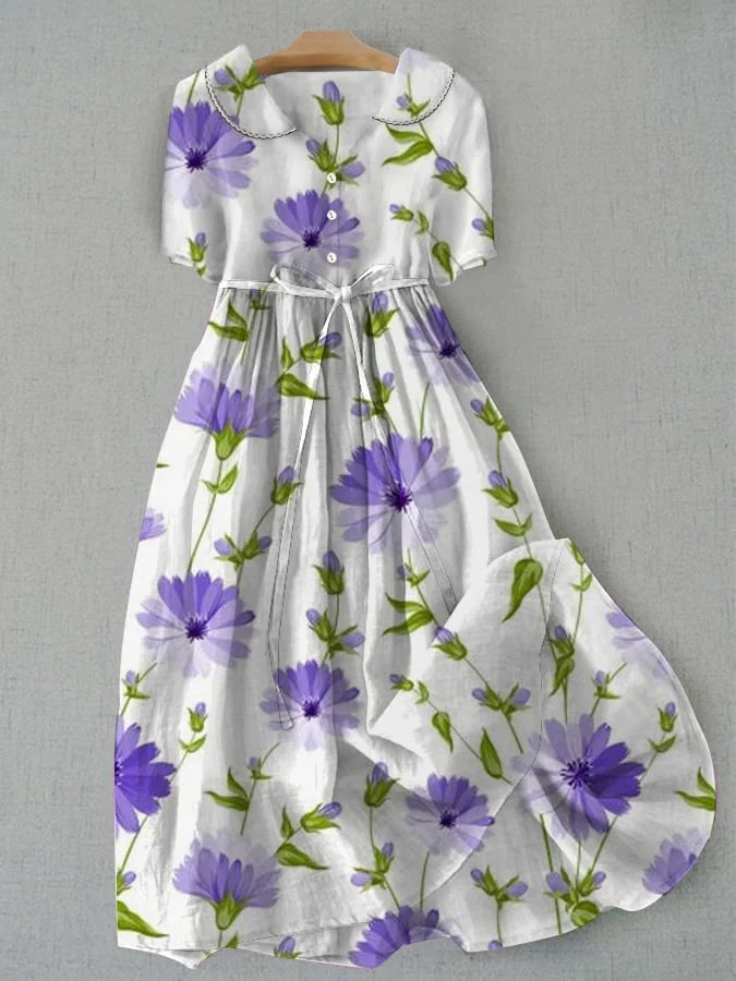 Matilda | Women's Dress - Vintage Floral Summer Elegance with Adjustable Fit