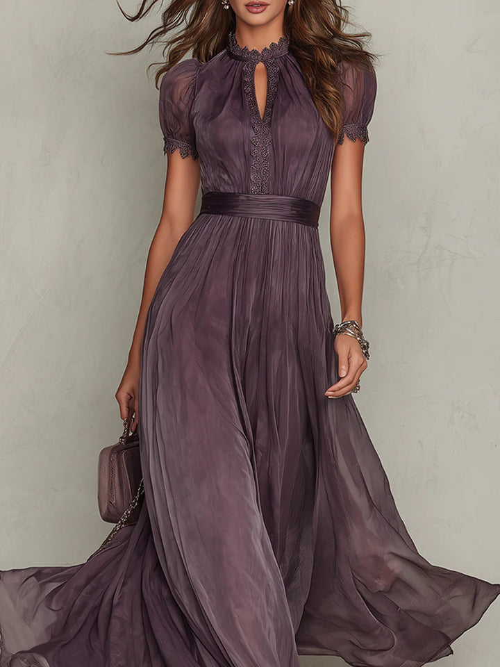 Flavia | Elegant Purple Keyhole Maxi Dress