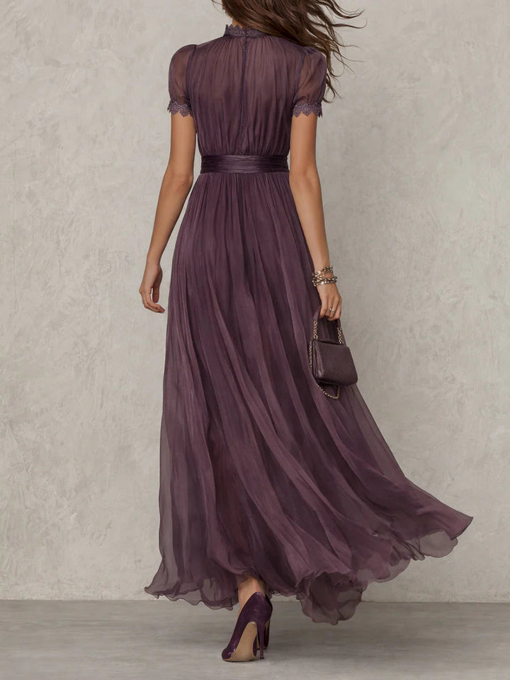 Flavia | Elegant Purple Keyhole Maxi Dress