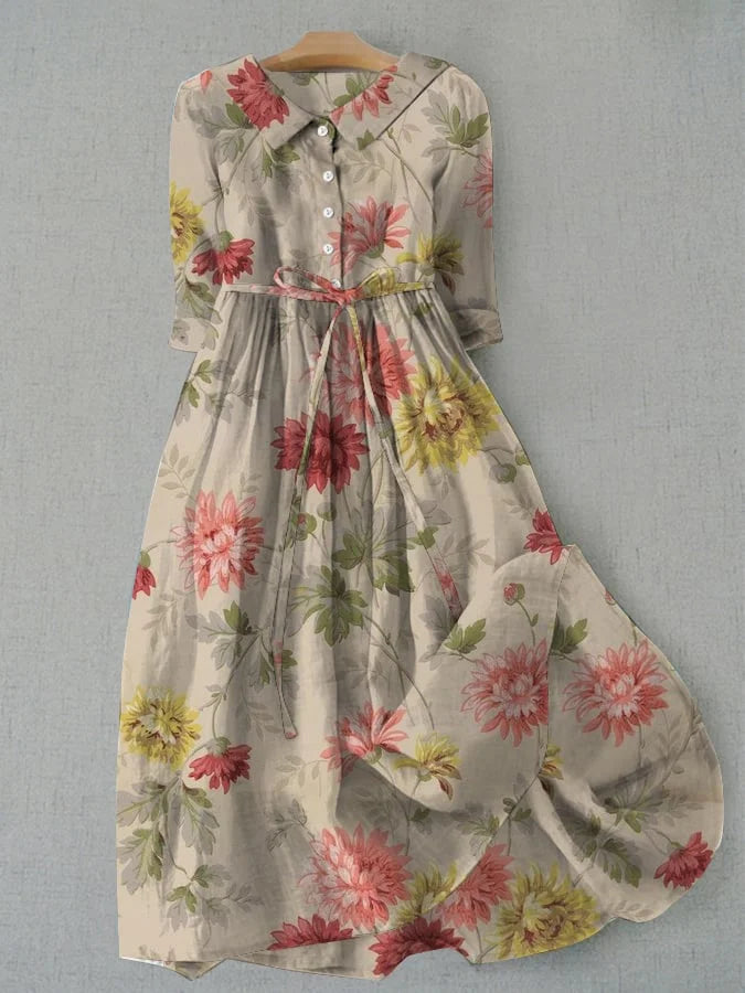 Zinnia | Women's Lace-Up Waist Dress - Vintage Charm & Modern Comfort