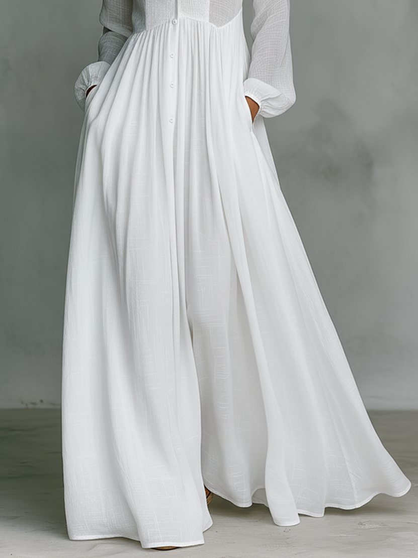 High-Collar Long Sleeve Maxi Dress